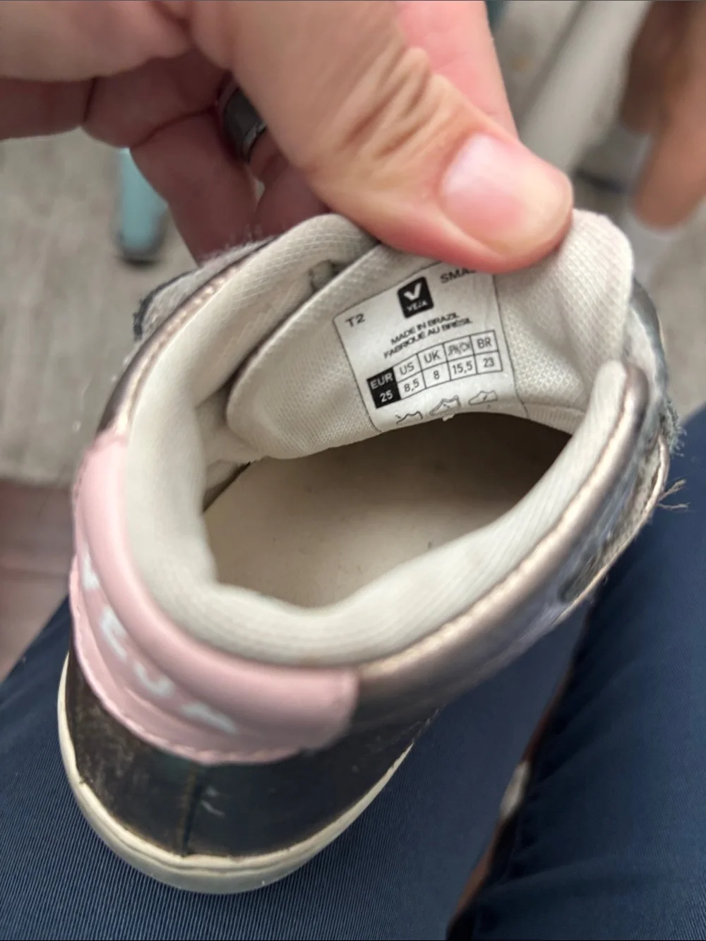 Veja Metallic Bronze Kids High-Top Sneakers with Pink Accent 8.5 toddler